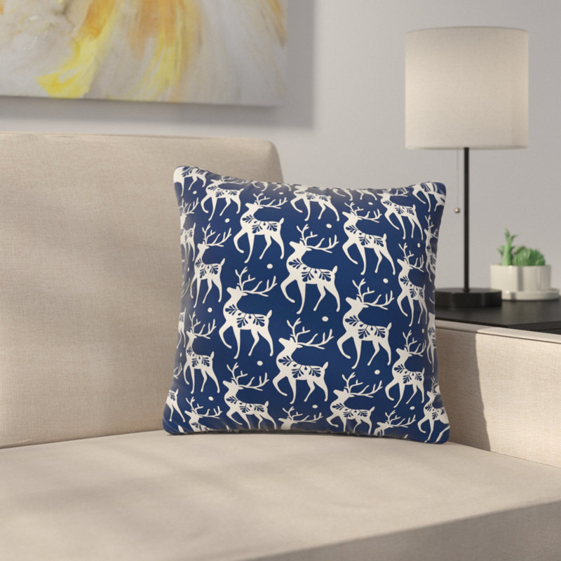 Heather Dutton Dashing Through the Snow Deer Throw Pillow, 16" x 16"