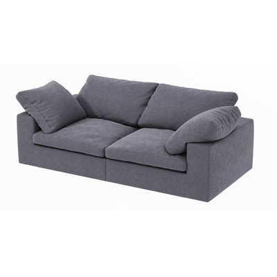 Chenille Fabric Upholstered Sofa, Oversized Comfy Cloud 2-Seater Sofa Couch, Double Plush Cushion For Living Room