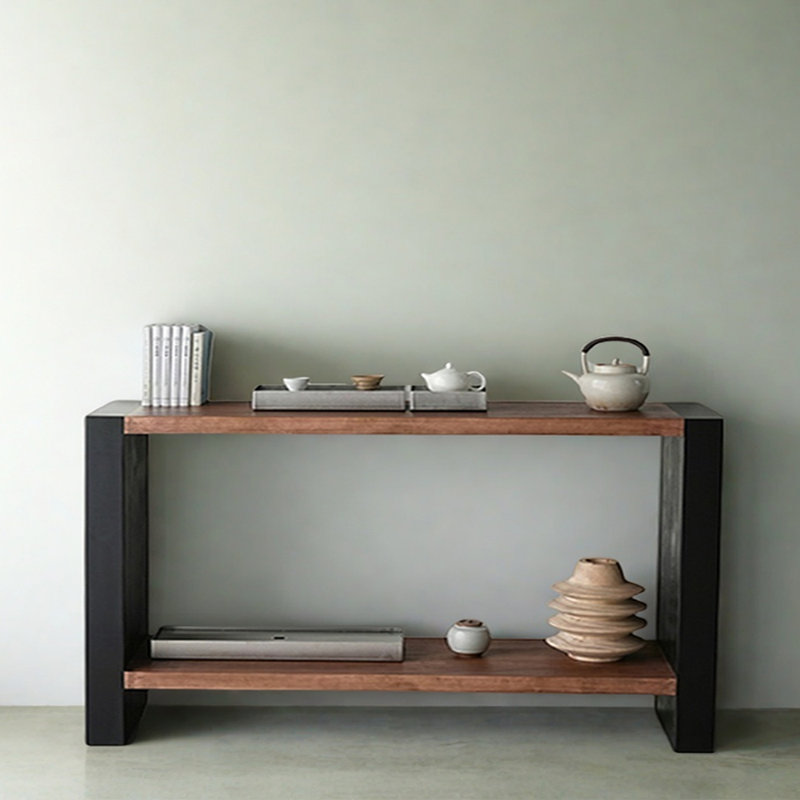Console Mid-Century moderne en bois massif, H 33,5 po x l 70,9 po x P 13,8 po
