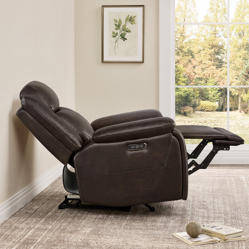Fauteuil inclinable électrique en cuir véritable Zero Wall, Brun