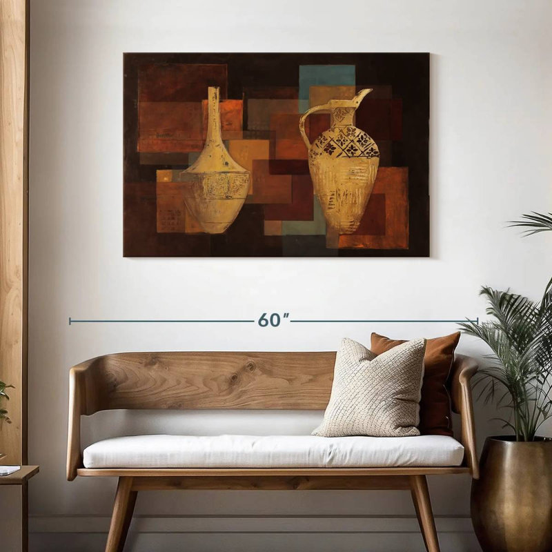 Senne, teintes d'automne avec vases, H 30 po x l 45 po