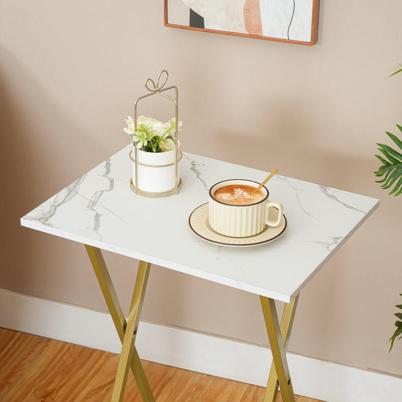 Keare Tray Table, White Marble/Gold