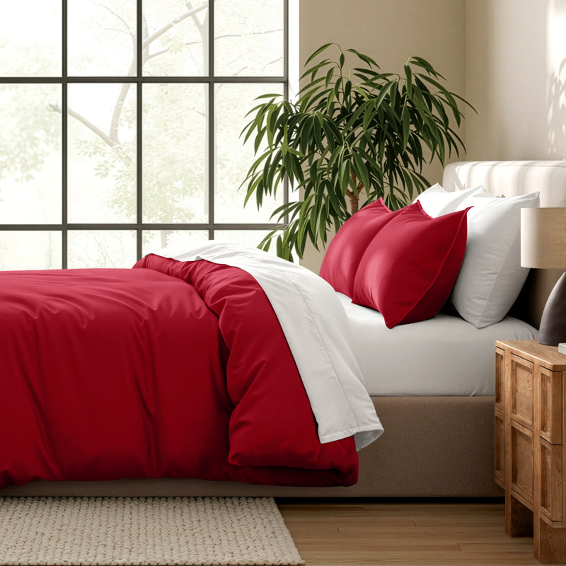 Ensemble de housse de couette et insert de qualité supérieure en microfibre moderne et contemporain Premium, Rouge