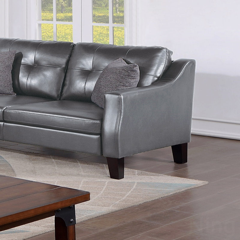 Ensemble de canapé de style contemporain 2 pièces Ensemble de canapé en similicuir gris et canapé avec causeuse