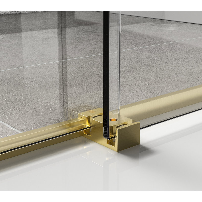 35" W x 76" H Framed Fixed Glass Panel, Gold