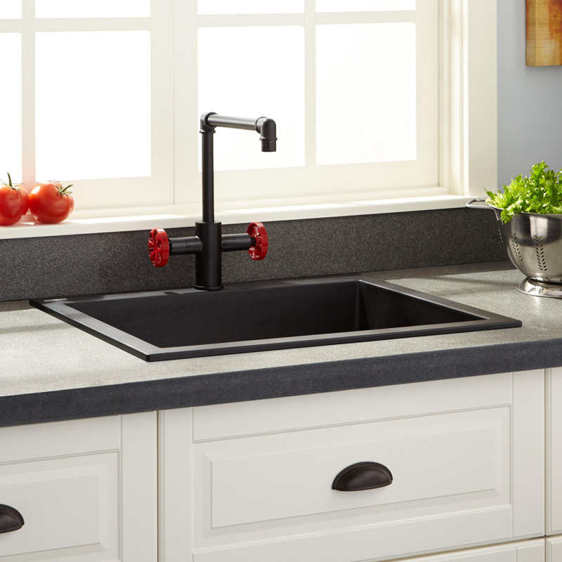 Holcomb 22" L Drop-In Kitchen Sink, Black