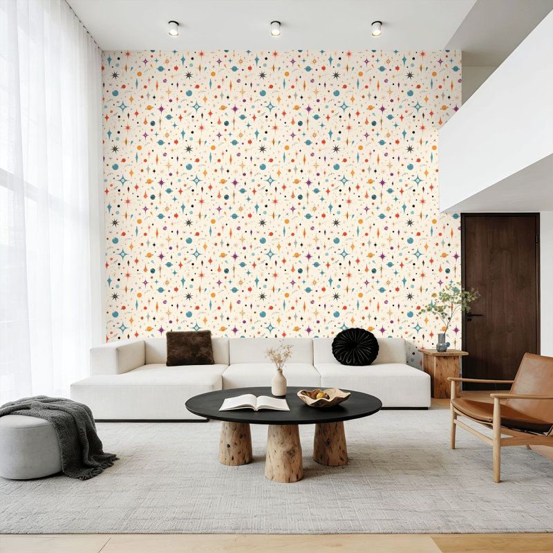Rouleau de papier peint amovible amovible Mid Century Fifties Modern, 117.96" L x 17.7" W