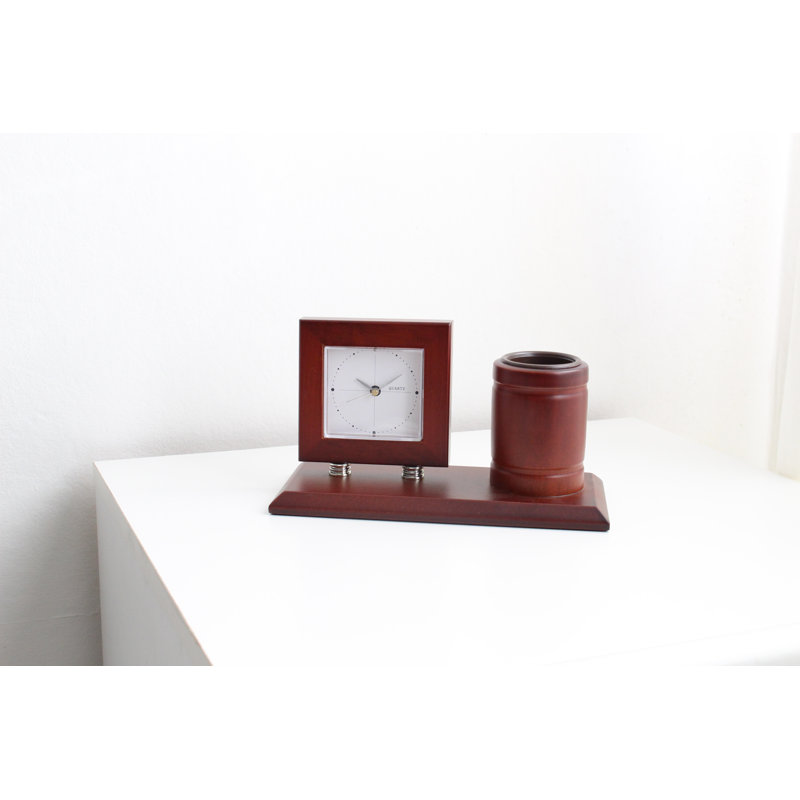 Analogue Wood Mechanical Tabletop Clock Brown Wood