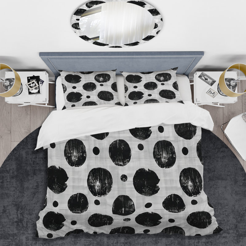 Ensemble de housse de couette Black Polka Dot Glam II - Glam, Housse de couette très grand + 2 taies décorativ