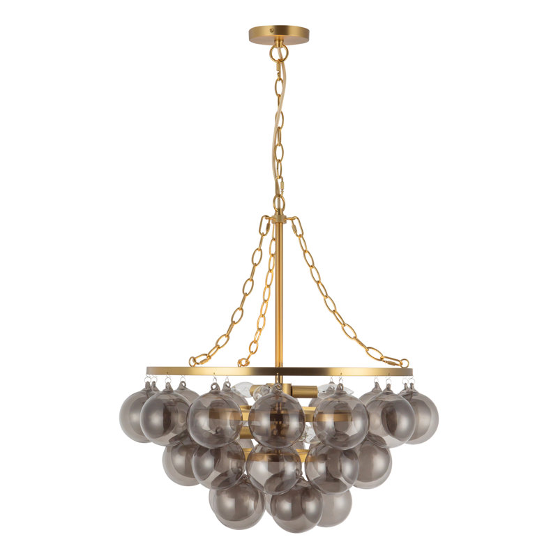 Lustre en or brossé 24 po avec verre fumé Aahil, Or brossé, Verre fumé