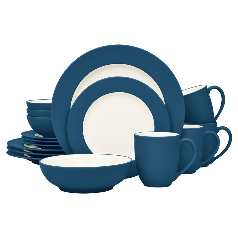 Noritake Colorwave 16-Piece Rim Dinnerware Set, Service for 4, Blue