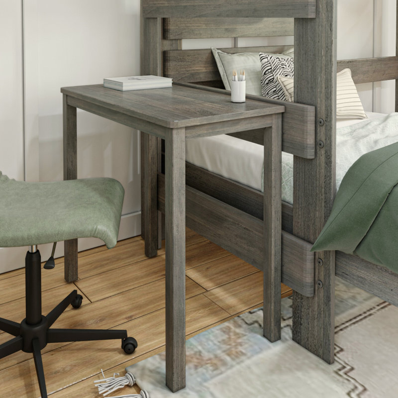  Doyle Solid Wood L-Shaped Bunk Bed with Desk, Twin, Driftwood