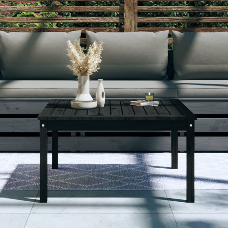 Jattin Square Pine Outdoor Coffee Table , 82.5cm cm W 82.5cm cm D, Black