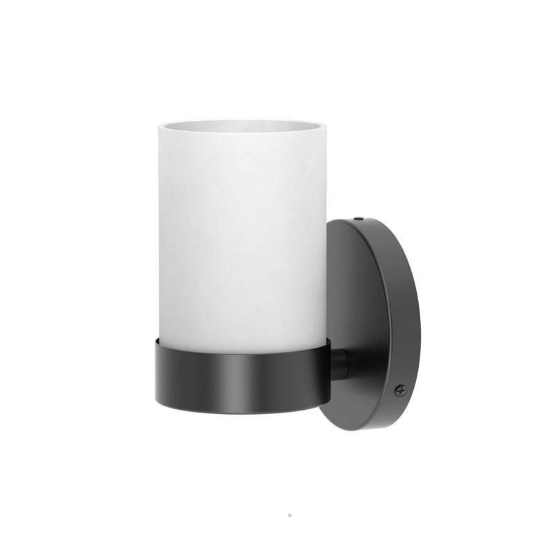 Glam 1-Light Bath Sconce | Wall Mount Bathroom Vanity Light Fixture with Frosted Glass, Matte Black