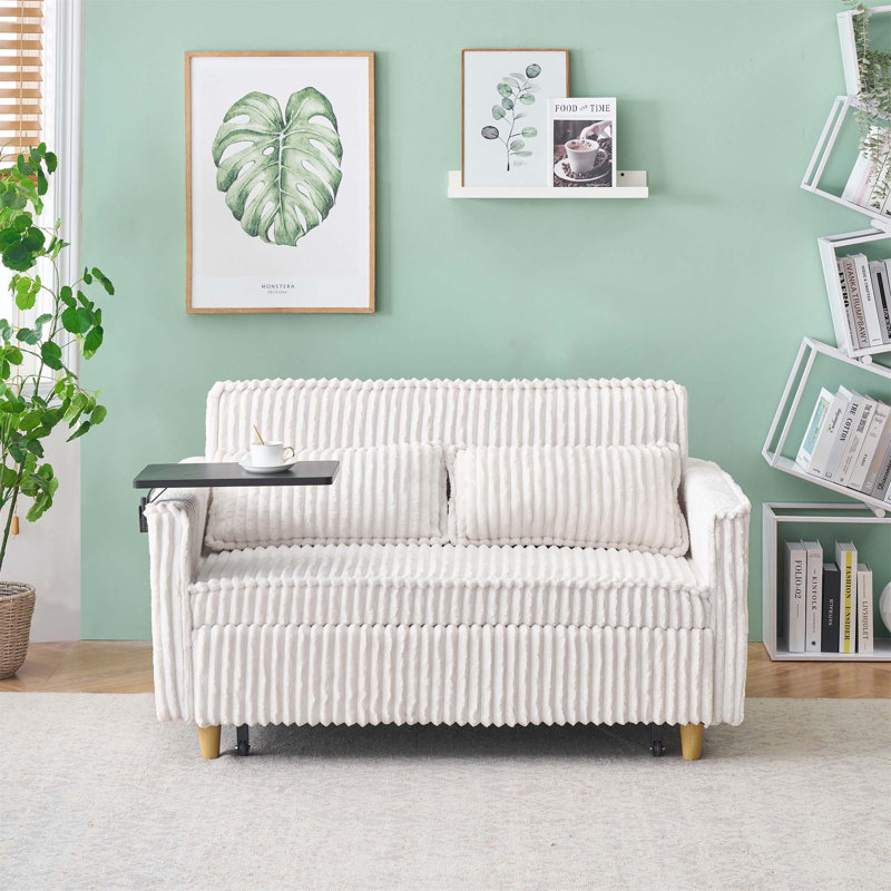Versatile Transformable Sofa with Movable Tabletop and USB Ports for Relaxation, Beige