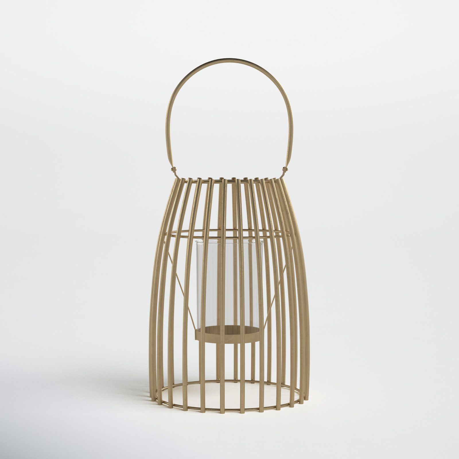 Enya Metal Lantern Candle Holder, 12" H x 8" W x 8" D, Gold