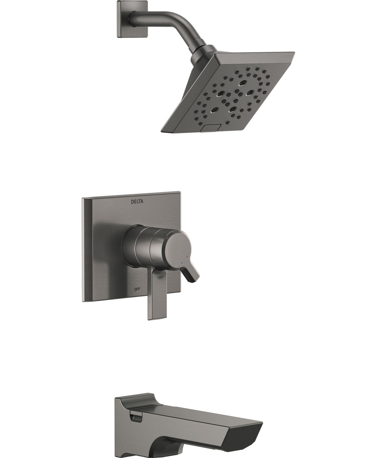 Pivotal® Tub and Shower Faucet with H2Okinetic® Technology, Lumicoat Black Stainless