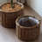 Rustic Round Wicker Planter with Liner-767553198
