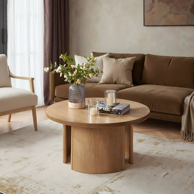 Jacinda Modern 35.5"W Round Coffee Table with Adjustable Legs 