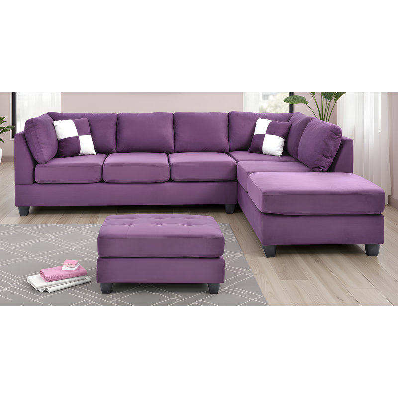 Canapé modulaire avec repose-pieds Radwa, Mauve