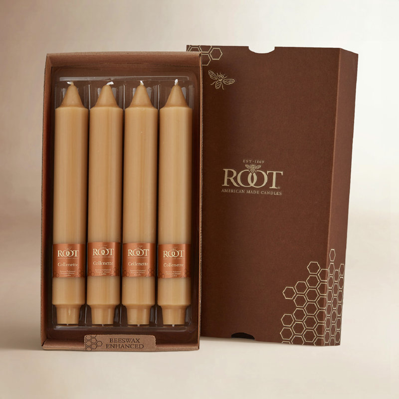 Smooth Collenette Unscented Taper Candle, 9" H x 1.25" W x 1.25" D, Rust
