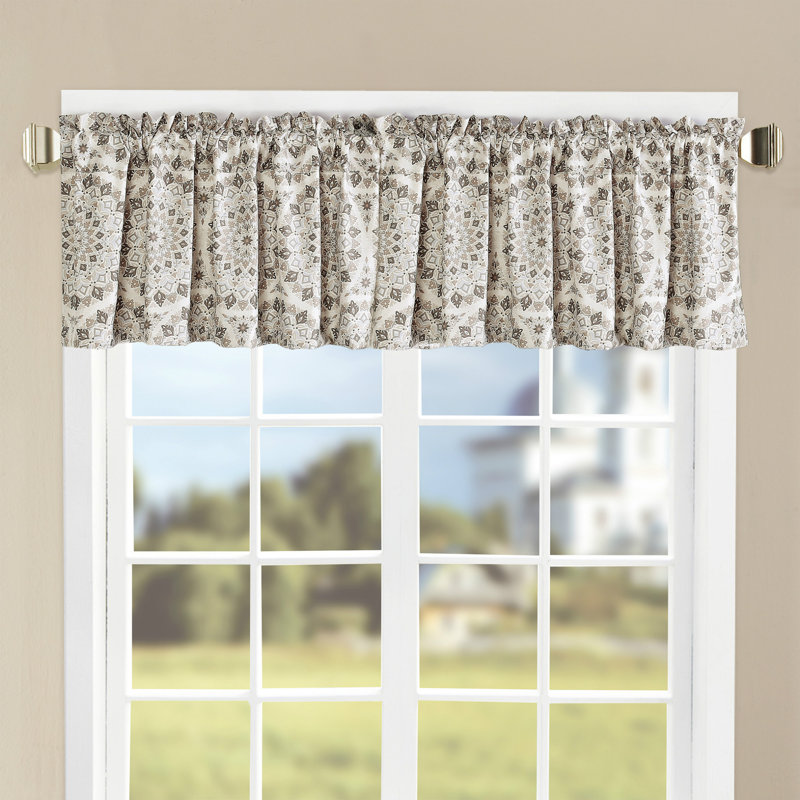 Tribal Medallion Grey Polyester Rod Pocket Valance Set