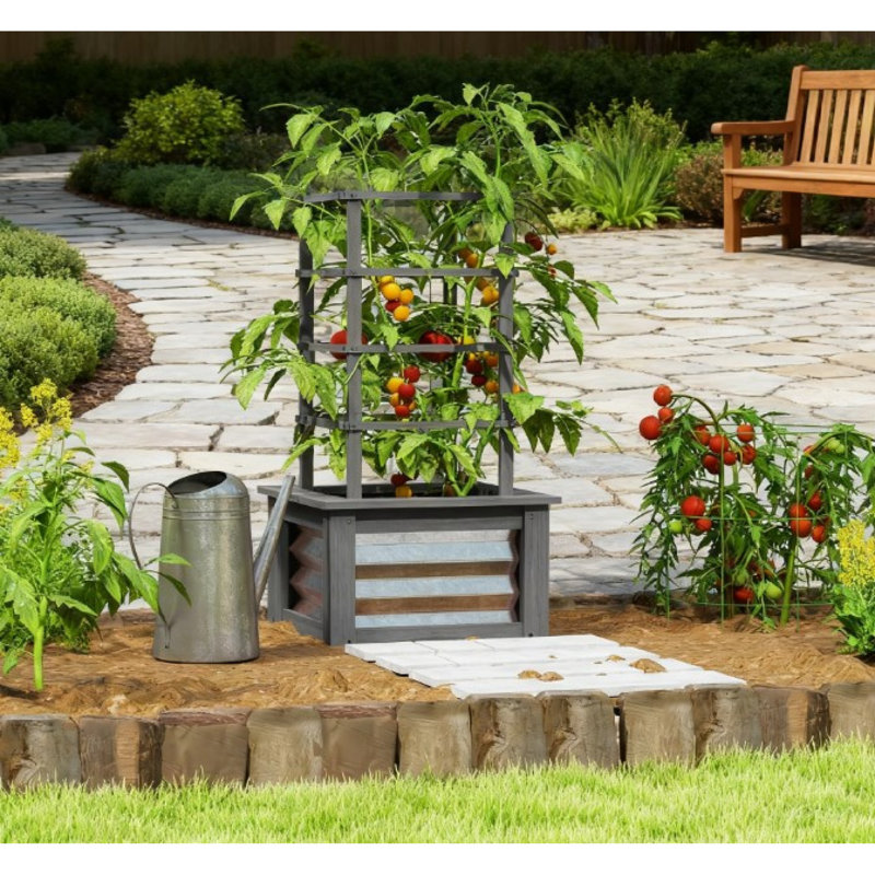 Jardinières en acier durable avec treillis, solutions de jardin modernes pour la maison