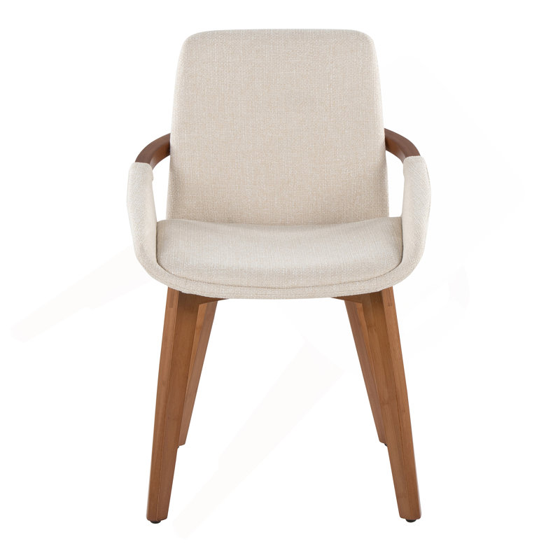 Chaise en bambou noyer et tissu crème
