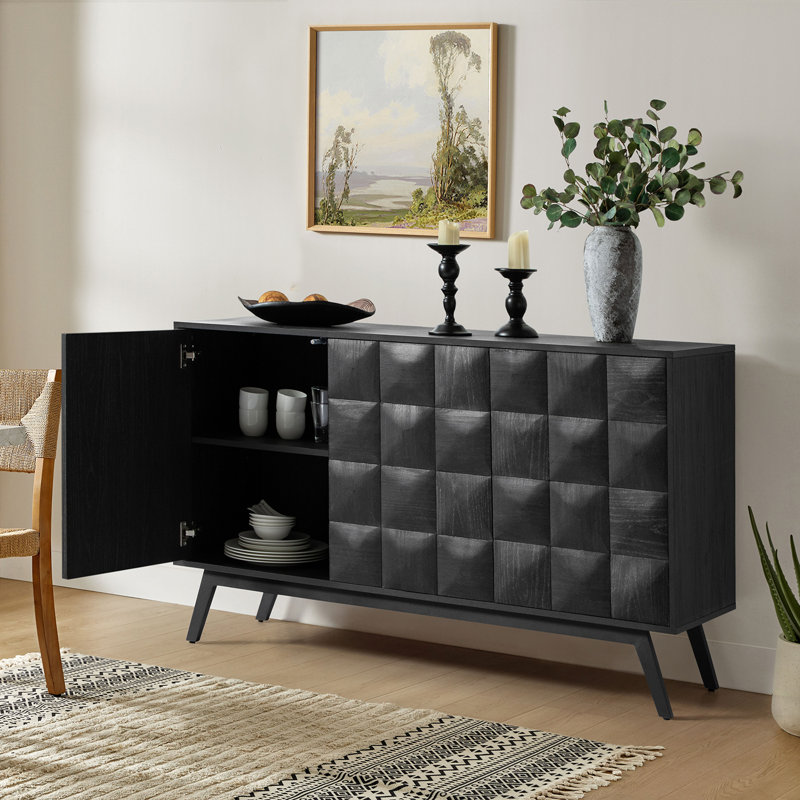 Morlan 53" W Sideboard with Adjustable Shelves, Black