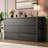 7 Drawer Wide Wood Dresser, Modern Chest with Large Storage for Bedroom & Hallway-1233264301