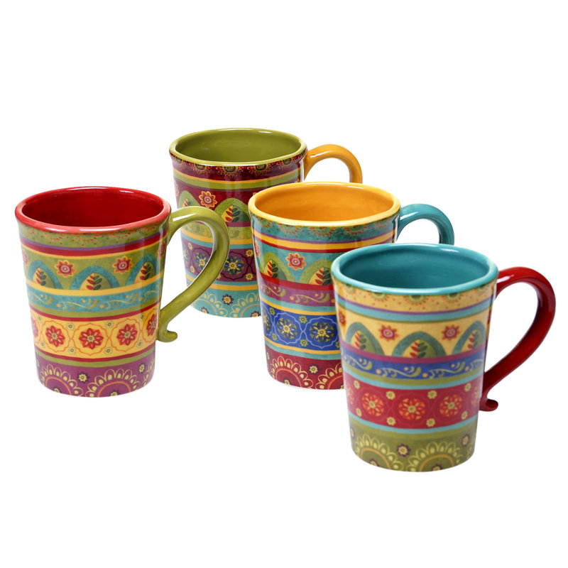 Tunisian Sunset Vibrant Floral Ceramic Dinnerware Set for 4