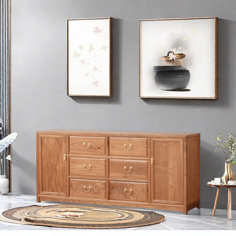 Armoire d'appoint naturelle et élégante, Brun, H 31,5 po x l 70,9 po x P 15,7 po