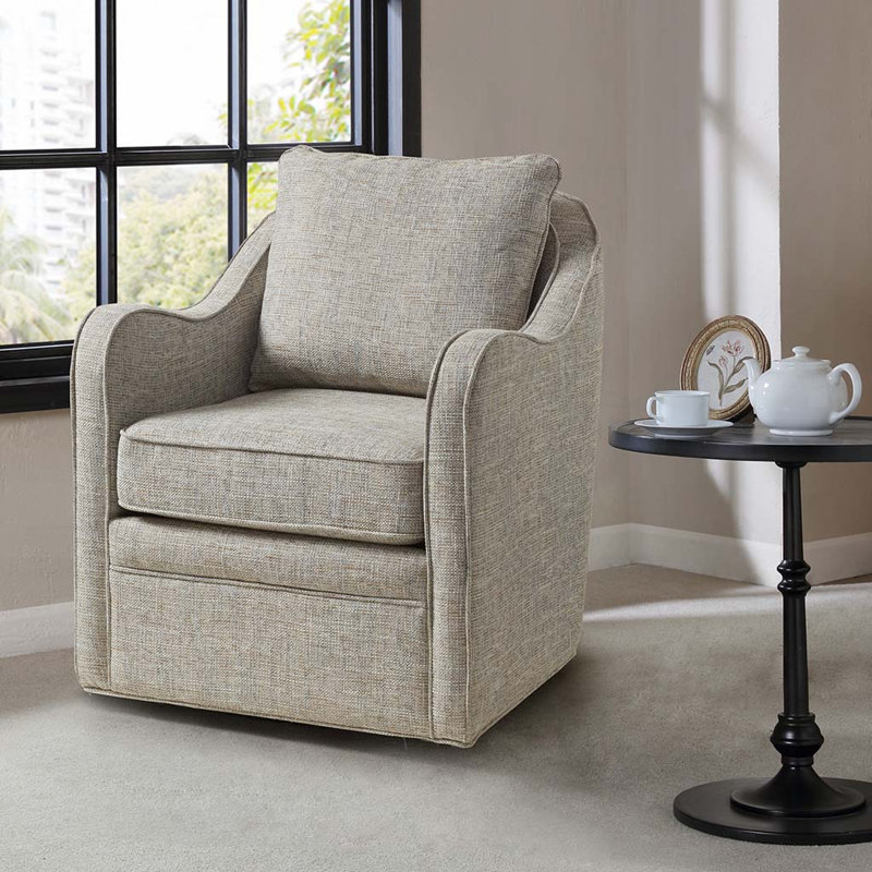 Chaise rembourrée en polyester avec base ronde, Gris