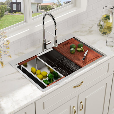 Évier de cuisine à cuve simple en acier inoxydable de calibre 16 de 36 po avec accessoires
