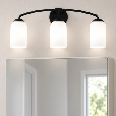 Modern 3-Light Vanity Light with Frosted Glass Shades