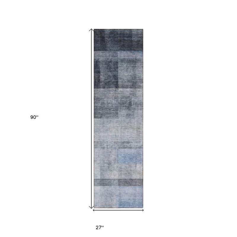 HomeRoots 8' Gray Ombre Washable Indoor Outdoor Runner Rug