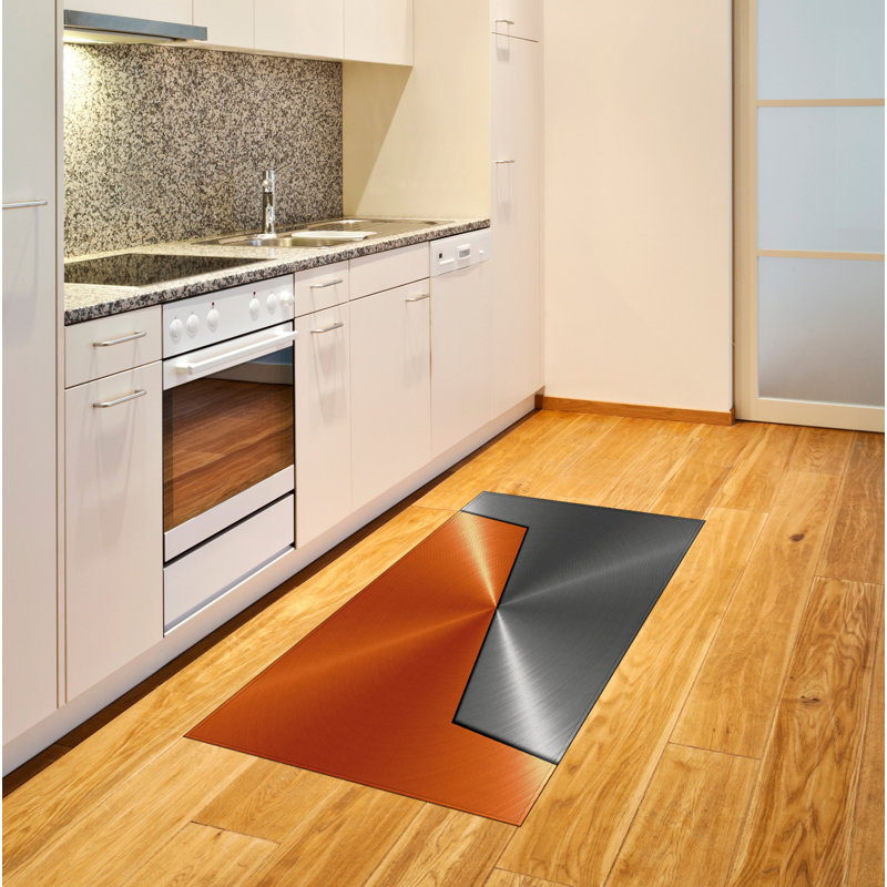 Orange Gray High Density Long Fiber Poly Threads Decorative Area Rug Carpet, Rectangle 2'7" x 5'