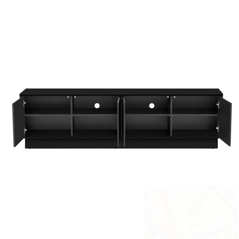 Momsen 4 portes avec tablettes réglables et détails DEL à 4 portes, Noir