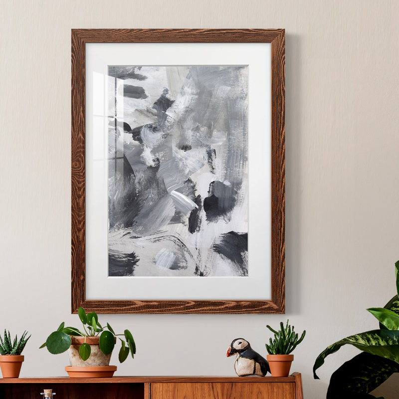 «Black and White Mix II» - Peinture encadrée, Érable, H 20 po x l 17 po x P 1 po