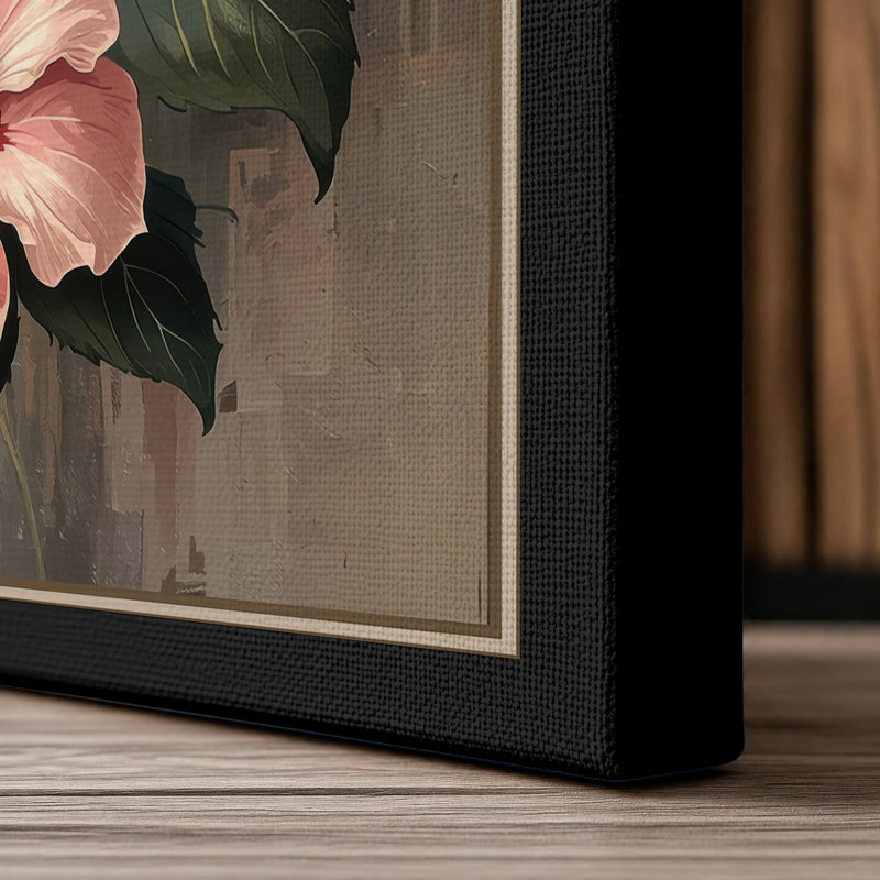 Hibiscus Study Botanical - Wrapped Canvas, 18x12 - 45.7 x 30.5 cm, Black Border