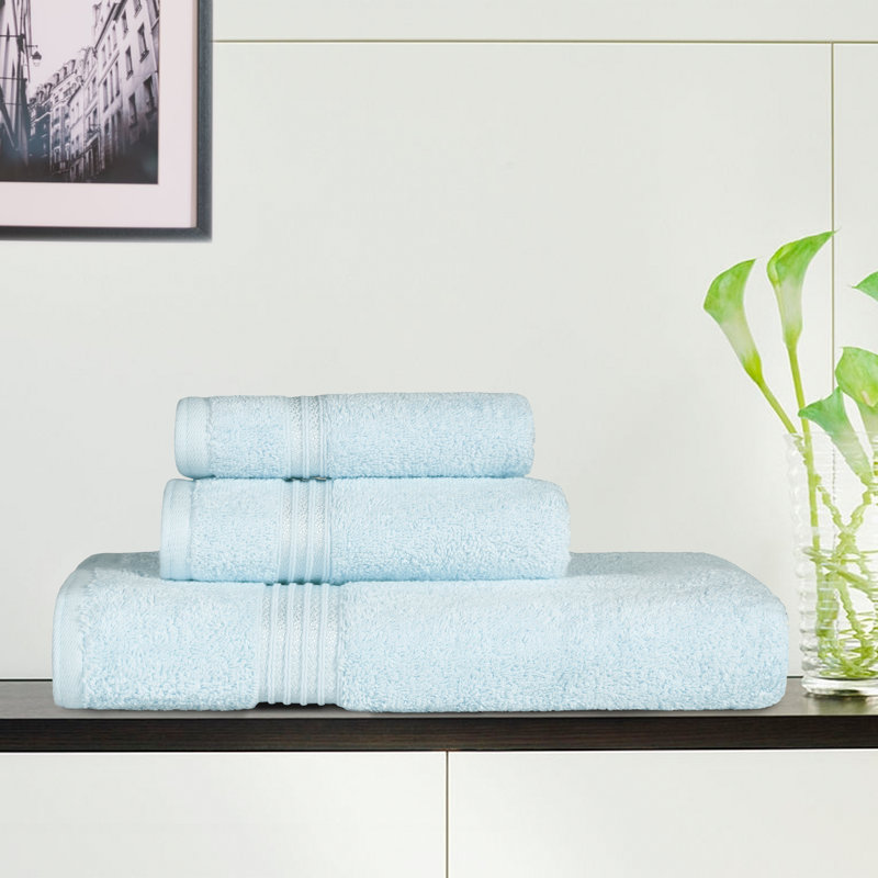 Ensemble de serviettes de bain 3 pièces Oleg Heritage, Bleu clair