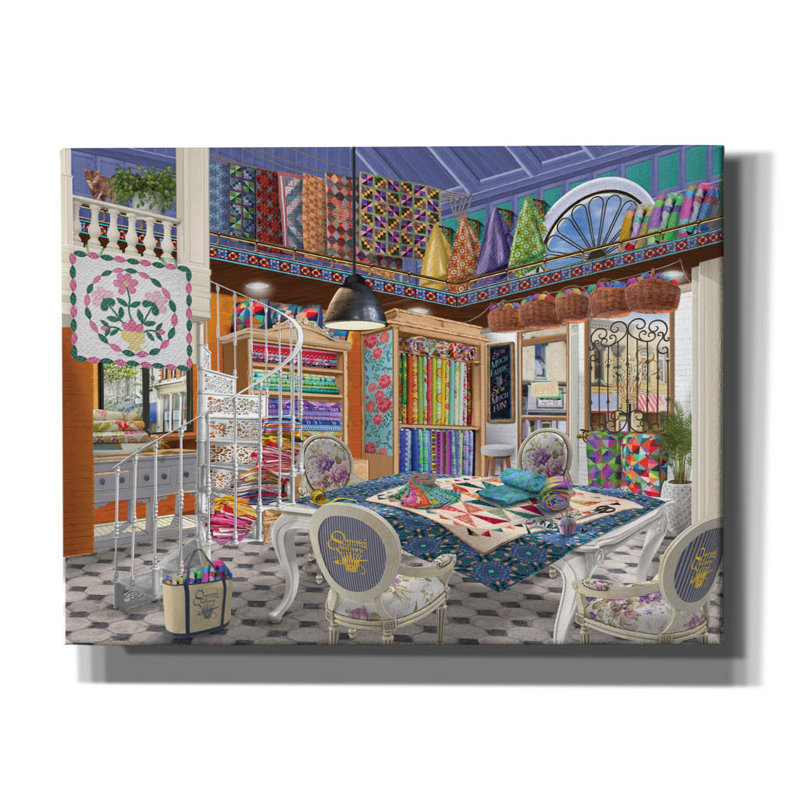 «Queenie's Quiltery» par Bigelow Illustration, H 12 po x l 16 po x P 0,75 po