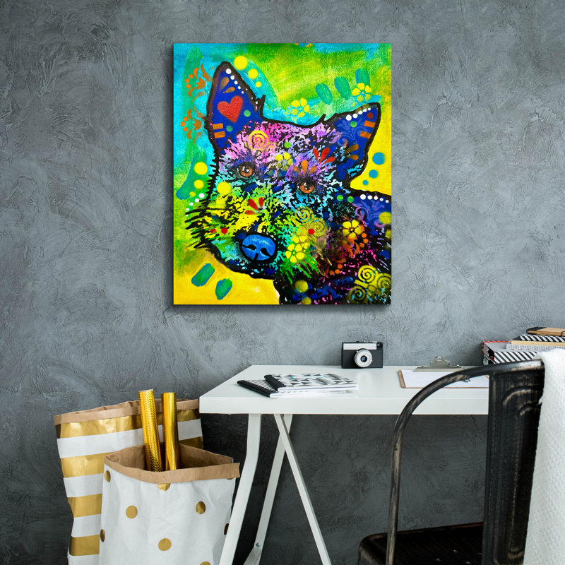 «Tilted» par Dean Russo, art mural sur toile, H 24 po x l 20 po x P 0,75 po