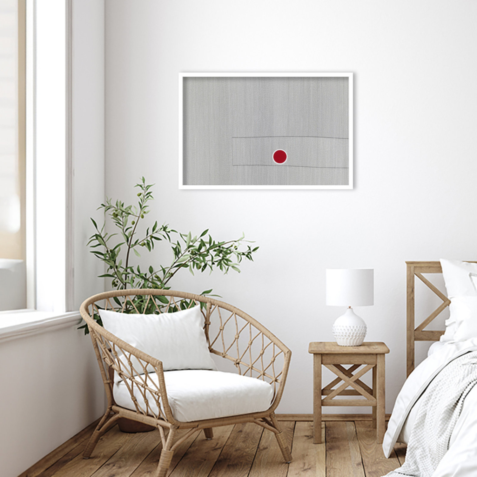 Grey Drawing Fifty Seven Print, White, 22" H x 33" W x 1" D