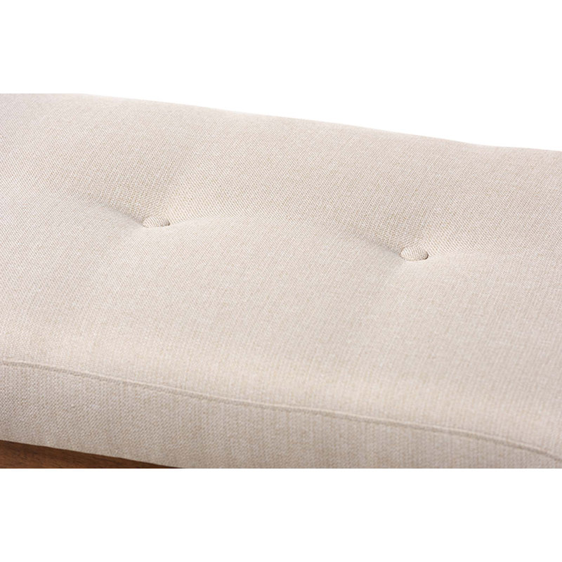 Banc rembourré en bois brun noyer Veronica, Beige