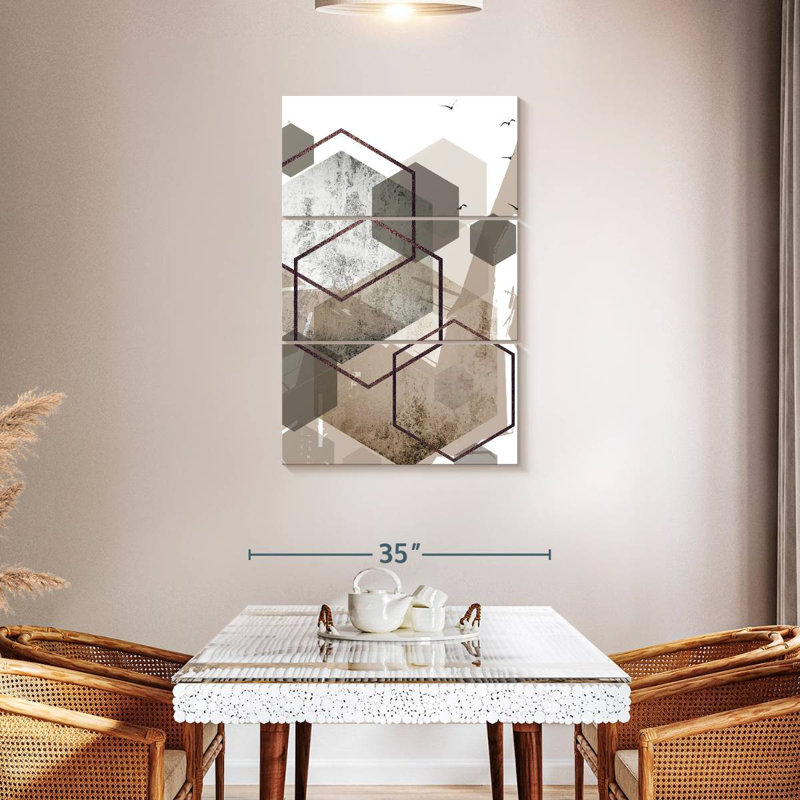 Avery Abstract Hexagons Beige III, 45" H x 28" W