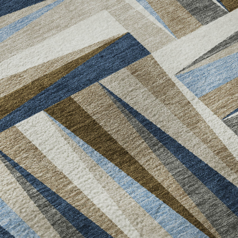 Premium Machine Washable Collett AMF1012 Squares Rug, Rectangle 10' x 14'