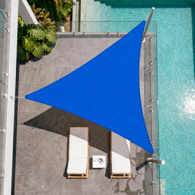 Royal Shade Triangle Shade Sail With Rope, Blue, 14 ft. x 14 ft. x 19.8 ft.