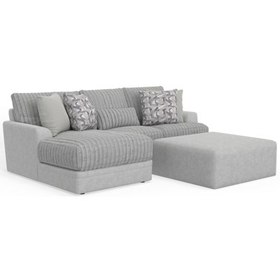 Titan - 2Pc Sofa Chaise With Comfort Coil Seating, 40" Cocktail Ottoman And 5 Accent Pillows Included