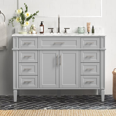 Meuble-lavabo simple 48 po avec plateau en marbre Dayan